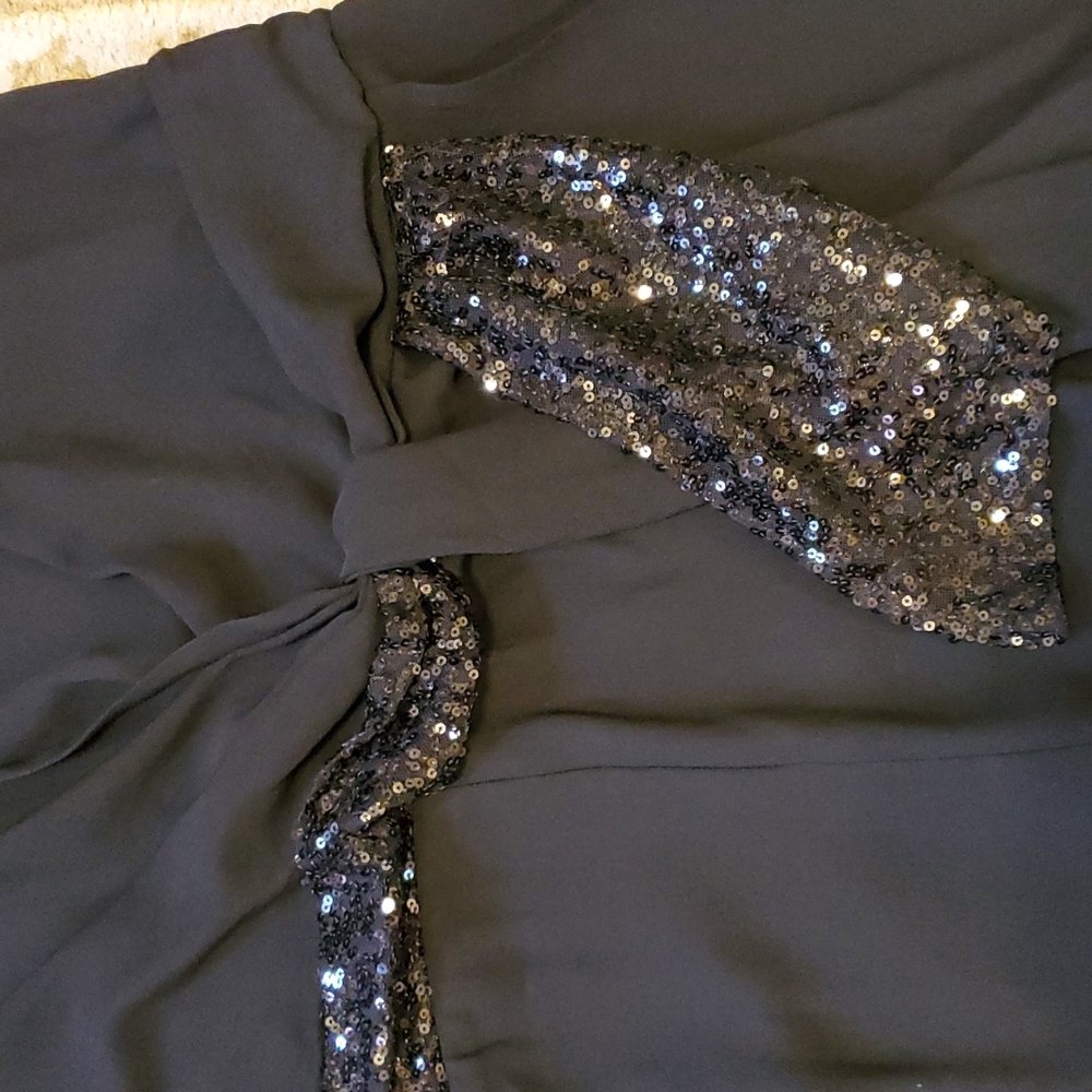 Eliza J Black Sequine wrap detail ankle wide leg jumpsuit vneck Sleeveless 24 W - Picture 12 of 13